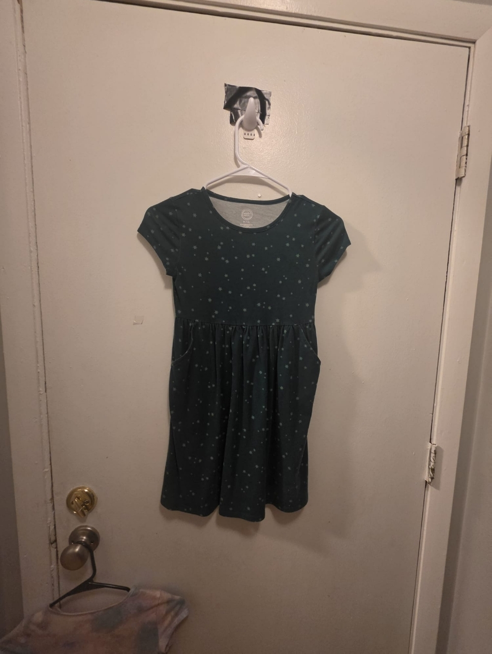 Girls' Teal Star-Print Short Sleeve Dress